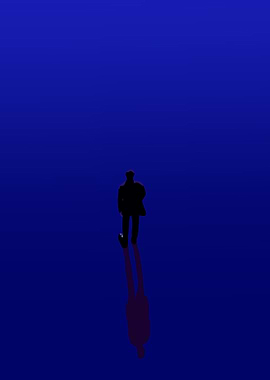 Silhouette of a man in blue