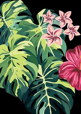 Feuillage tropical – Illustration florale graphique