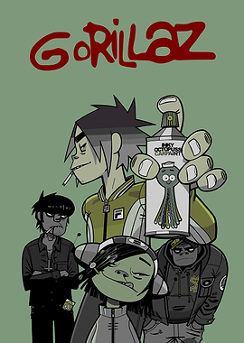 Gorillaz band members cartoon illustration