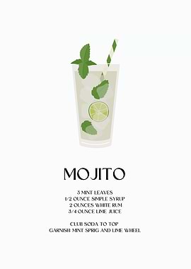 Mojito Cocktail Recipe Illustration