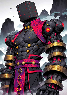 Cube Head Robot Warrior