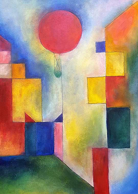 Abstract Cityscape with Red Balloon by Paul Klee