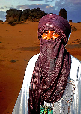 Tuareg Man in Desert Landscape
