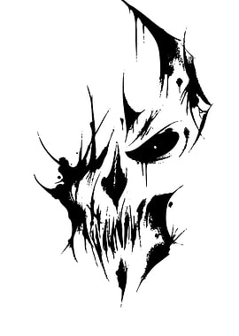 Abstract Black and White Skull Art