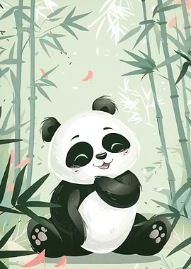 Cute Panda Bamboo Forest