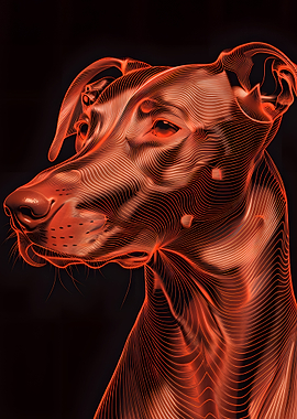 Abstract Doberman Dog Portrait