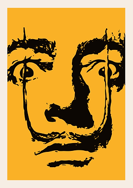 Abstract Face Portrait in Black and Yellow
