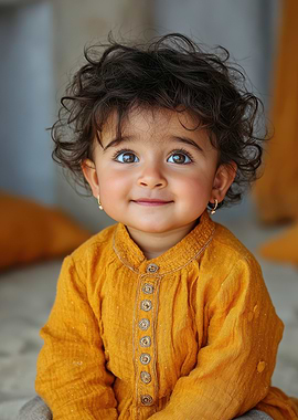 Adorable Baby Portrait in Yellow Outfit