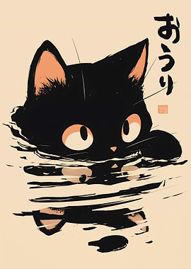 Cute Cat in Water