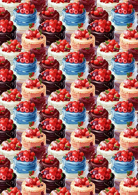 Cakes with Berries Pattern
