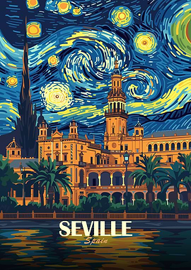 Seville, Spain, Starry Night Style