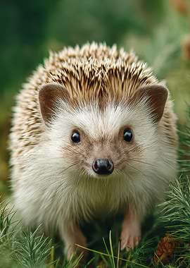 Adorable Hedgehog Portrait in Greenery