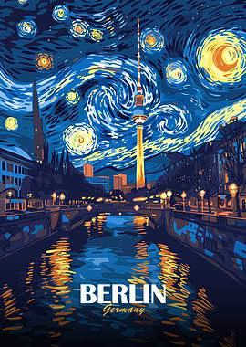 Berlin Germany Starry Night Art