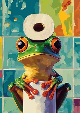 Frog with Toilet Paper Hat