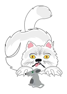 Cartoon Cat Hunting a Mouse