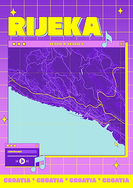 Rijeka, Croatia Map Art