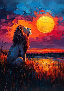 Lion under the sun painting