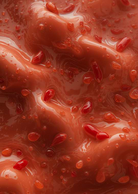 Red Fluid with Droplets