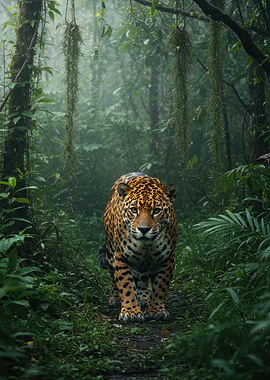 Jaguar in Misty Jungle