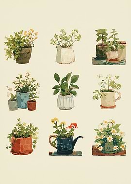 Potted Plants Illustration