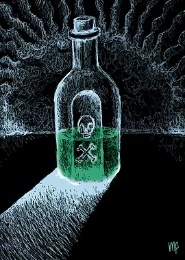 Poison Bottle with Skull and Crossbones