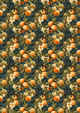 Peach and Blossom Seamless Pattern
