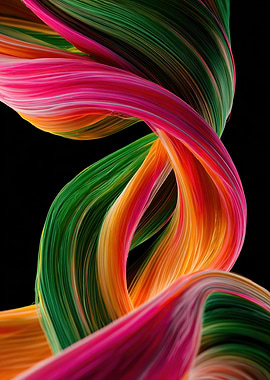 Colorful Abstract Swirl on Black Background