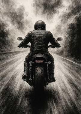 Motorcycle Rider on Open Road