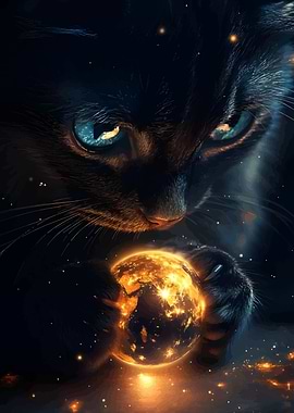 Cat Holding Earth
