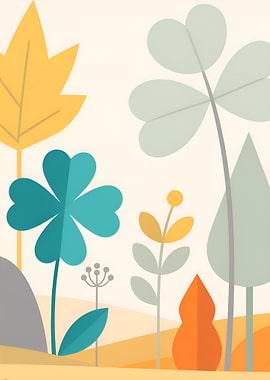 Abstract Floral Landscape Illustration