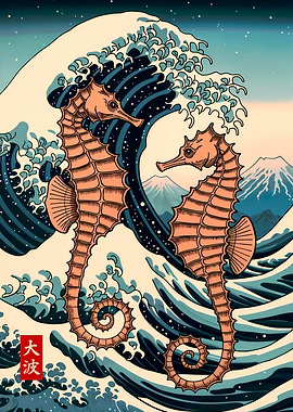 Seahorse Ukiyo-e Great Wave