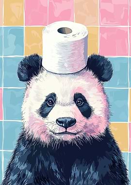 Panda with Toilet Paper Hat