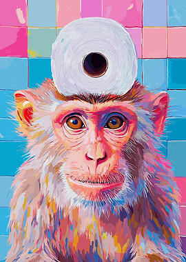 Monkey with Toilet Paper Hat