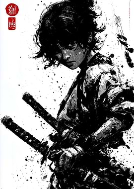 Monochrome Samurai Warrior