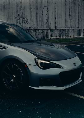 Silver Subaru BRZ close-up shot