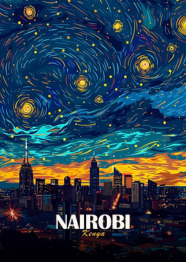 Nairobi Kenya Starry Night Art