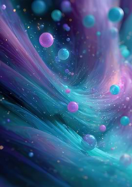 Abstract Spheres in Teal and Purple