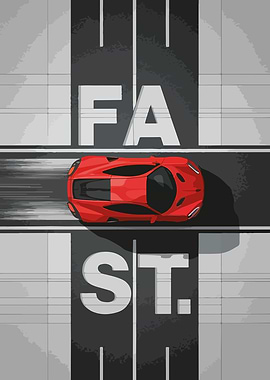 Red Car Speeding on Track