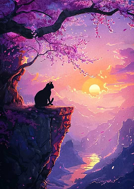 Cat Cherry Blossom