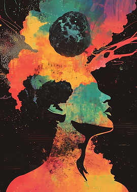 Mind Eclipse – Surreal Cosmic Portrait of Thought and Light