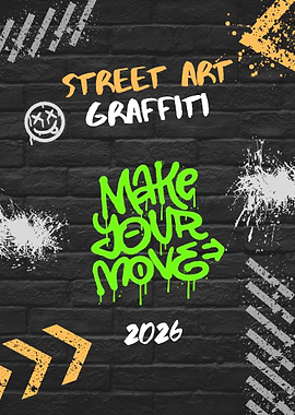 Street Art Graffiti on Brick Wall