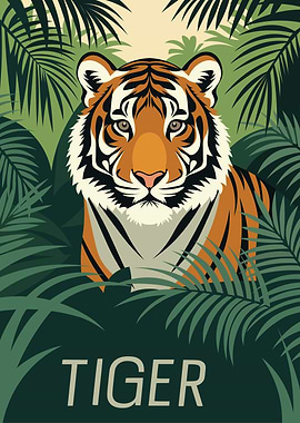 Tiger in Jungle Illustration