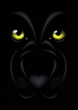 Black Panther Face with Yellow Eyes