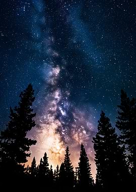 Milky Way over Forest Silhouette
