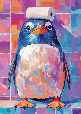 Colorful Penguin with Toilet Paper Roll