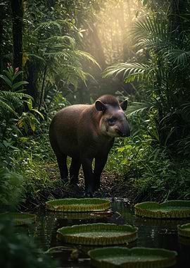 Tapir in Lush Jungle Environment
