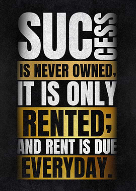 Success is Rented Motivational Poster