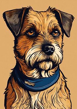 Dog Portrait with Blue Bandana