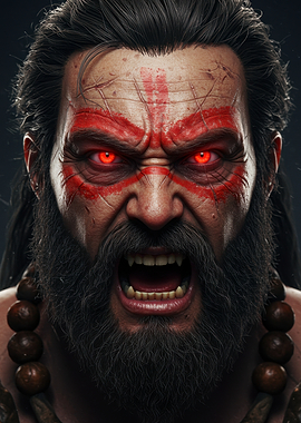 Furious Warrior with Red Markings