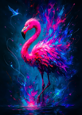 Neon Flamingo: Vibrant Splash Art